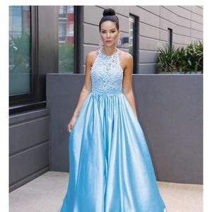 Hebeos sky blue gown size 6-8